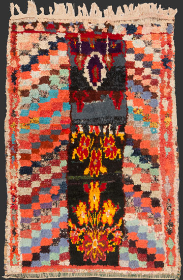 bs219, Moroccan vintage boucherouite rag rug 190 x 125 cm / 6' 4'' x 4' 2''↑